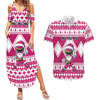 Personalized Power Pink Ranger Santa Claus Couples Matching Summer Maxi Dress and Hawaiian Shirt Funny Christmas - Wonder Print Shop