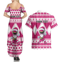 Personalized Power Pink Ranger Santa Claus Couples Matching Summer Maxi Dress and Hawaiian Shirt Funny Christmas - Wonder Print Shop