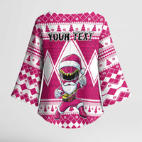 Personalized Power Pink Ranger Santa Claus Kimono Sleeve Blouse Funny Christmas - Wonder Print Shop