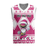 Power Pink Ranger Santa Claus Christmas Knitted V-Neck Vest Funny Christmas - Wonder Print Shop