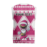 Power Pink Ranger Santa Claus Christmas Knitted V-Neck Vest Funny Christmas - Wonder Print Shop