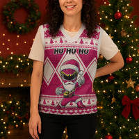 Power Pink Ranger Santa Claus Christmas Knitted V-Neck Vest Funny Christmas - Wonder Print Shop