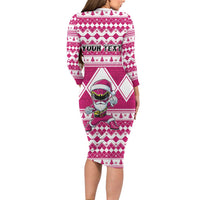 Personalized Power Pink Ranger Santa Claus Long Sleeve Bodycon Dress Funny Christmas - Wonder Print Shop