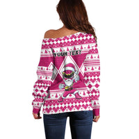 Personalized Power Pink Ranger Santa Claus Off Shoulder Sweater Funny Christmas - Wonder Print Shop