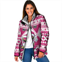 Personalized Power Pink Ranger Santa Claus Padded Jacket Funny Christmas - Wonder Print Shop