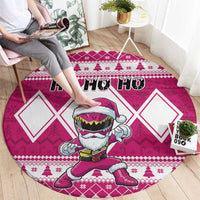 Power Pink Ranger Santa Claus Round Carpet Funny Christmas - Wonder Print Shop