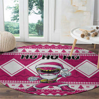Power Pink Ranger Santa Claus Round Carpet Funny Christmas - Wonder Print Shop
