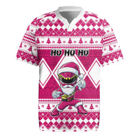 Personalized Power Pink Ranger Santa Claus Rugby Jersey Funny Christmas - Wonder Print Shop