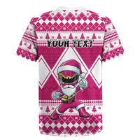 Personalized Power Pink Ranger Santa Claus Rugby Jersey Funny Christmas - Wonder Print Shop