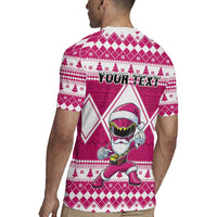 Personalized Power Pink Ranger Santa Claus Rugby Jersey Funny Christmas - Wonder Print Shop