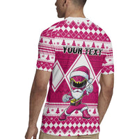 Personalized Power Pink Ranger Santa Claus Rugby Jersey Funny Christmas - Wonder Print Shop