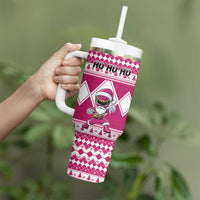 Personalized Power Pink Ranger Santa Claus Tumbler With Handle Funny Christmas - Wonder Print Shop