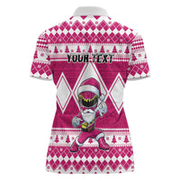 Personalized Power Pink Ranger Santa Claus Women Polo Shirt Funny Christmas - Wonder Print Shop