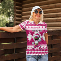 Personalized Power Pink Ranger Santa Claus Women Polo Shirt Funny Christmas - Wonder Print Shop