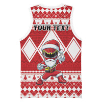 Personalized Power Red Ranger Santa Claus Basketball Jersey Funny Christmas - Wonder Print Shop