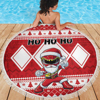 Power Red Ranger Santa Claus Beach Blanket Funny Christmas - Wonder Print Shop