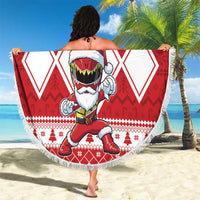 Power Red Ranger Santa Claus Beach Blanket Funny Christmas - Wonder Print Shop