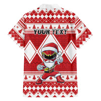 Personalized Power Red Ranger Santa Claus Family Matching Short Sleeve Bodycon Dress and Hawaiian Shirt Funny Christmas - Wonder Print Shop