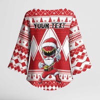 Personalized Power Red Ranger Santa Claus Kimono Sleeve Blouse Funny Christmas - Wonder Print Shop