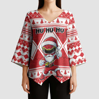 Personalized Power Red Ranger Santa Claus Kimono Sleeve Blouse Funny Christmas - Wonder Print Shop