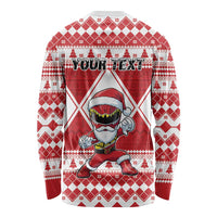 Personalized Power Red Ranger Santa Claus Long Sleeve Shirt Funny Christmas - Wonder Print Shop