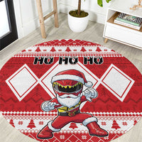 Power Red Ranger Santa Claus Round Carpet Funny Christmas - Wonder Print Shop