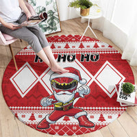 Power Red Ranger Santa Claus Round Carpet Funny Christmas - Wonder Print Shop