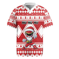 Personalized Power Red Ranger Santa Claus Rugby Jersey Funny Christmas - Wonder Print Shop