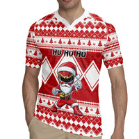 Personalized Power Red Ranger Santa Claus Rugby Jersey Funny Christmas - Wonder Print Shop