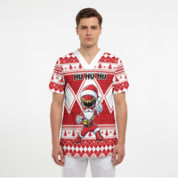 Personalized Power Red Ranger Santa Claus Scrub Top Funny Christmas - Wonder Print Shop