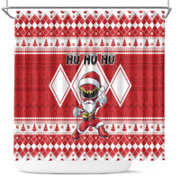 Power Red Ranger Santa Claus Shower Curtain Funny Christmas - Wonder Print Shop