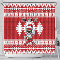 Power Red Ranger Santa Claus Shower Curtain Funny Christmas - Wonder Print Shop