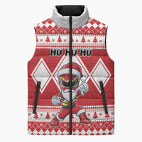 Personalized Power Red Ranger Santa Claus Sleeveless Puffer Jacket Funny Christmas - Wonder Print Shop