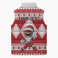 Personalized Power Red Ranger Santa Claus Sleeveless Puffer Jacket Funny Christmas - Wonder Print Shop