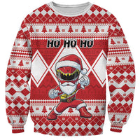 Personalized Power Red Ranger Santa Claus Sweatshirt Funny Christmas - Wonder Print Shop