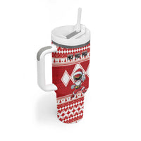 Personalized Power Red Ranger Santa Claus Tumbler With Handle Funny Christmas - Wonder Print Shop