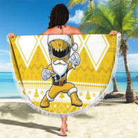Power Yellow Ranger Santa Claus Beach Blanket Funny Christmas - Wonder Print Shop
