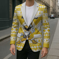 Personalized Power Yellow Ranger Santa Claus Blazer Funny Christmas - Wonder Print Shop