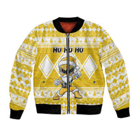 Personalized Power Yellow Ranger Santa Claus Bomber Jacket Funny Christmas - Wonder Print Shop