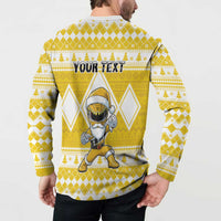 Personalized Power Yellow Ranger Santa Claus Button Sweatshirt Funny Christmas - Wonder Print Shop