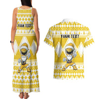 Personalized Power Yellow Ranger Santa Claus Couples Matching Tank Maxi Dress and Hawaiian Shirt Funny Christmas - Wonder Print Shop