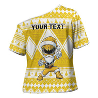 Personalized Power Yellow Ranger Santa Claus Cross Shoulder Shirt Funny Christmas - Wonder Print Shop