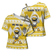 Personalized Power Yellow Ranger Santa Claus Cross Shoulder Shirt Funny Christmas - Wonder Print Shop