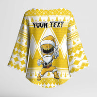 Personalized Power Yellow Ranger Santa Claus Kimono Sleeve Blouse Funny Christmas - Wonder Print Shop