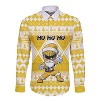 Personalized Power Yellow Ranger Santa Claus Long Sleeve Button Shirt Funny Christmas - Wonder Print Shop