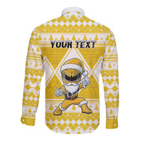 Personalized Power Yellow Ranger Santa Claus Long Sleeve Button Shirt Funny Christmas - Wonder Print Shop