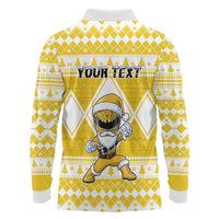 Personalized Power Yellow Ranger Santa Claus Long Sleeve Polo Shirt Funny Christmas - Wonder Print Shop