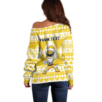 Personalized Power Yellow Ranger Santa Claus Off Shoulder Sweater Funny Christmas - Wonder Print Shop
