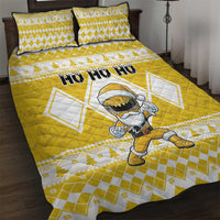 Power Yellow Ranger Santa Claus Quilt Bed Set Funny Christmas - Wonder Print Shop