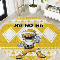 Power Yellow Ranger Santa Claus Round Carpet Funny Christmas - Wonder Print Shop